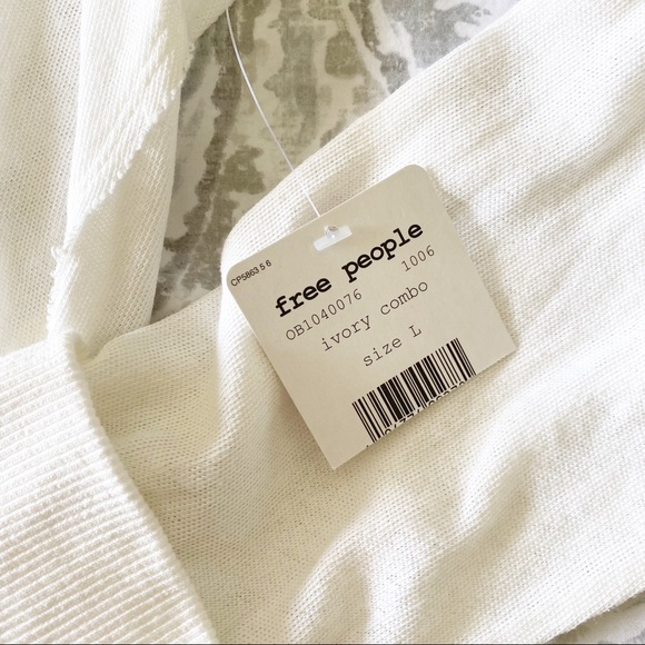 FREE PEOPLE Military Mix Henley Ivory Combo Large - Picture 4 of 9